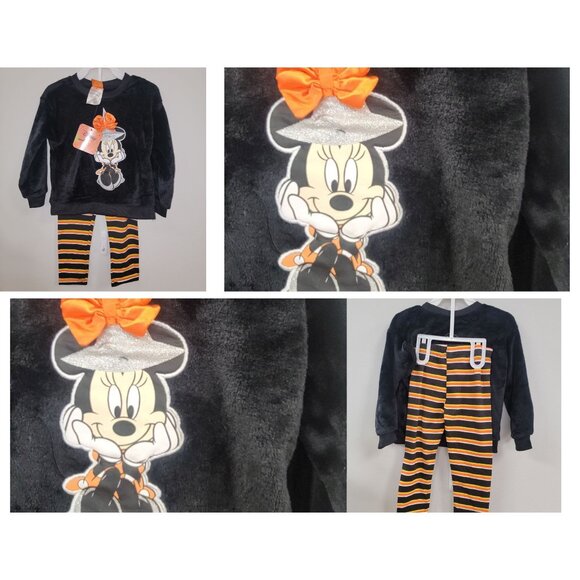 Disney Minnie Mouse Halloween Pajama Set With Striped Pants 4t - Picture 1 of 7